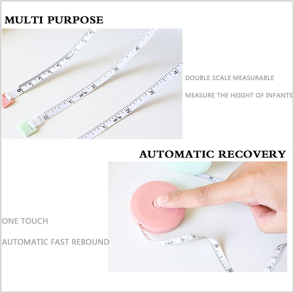 3 pezzi di nastro di misurazione per cucito, nastro di misurazione per cucito da 1,5 m, nastro di misurazione morbido retrattile per sarta e sarta pe - 4