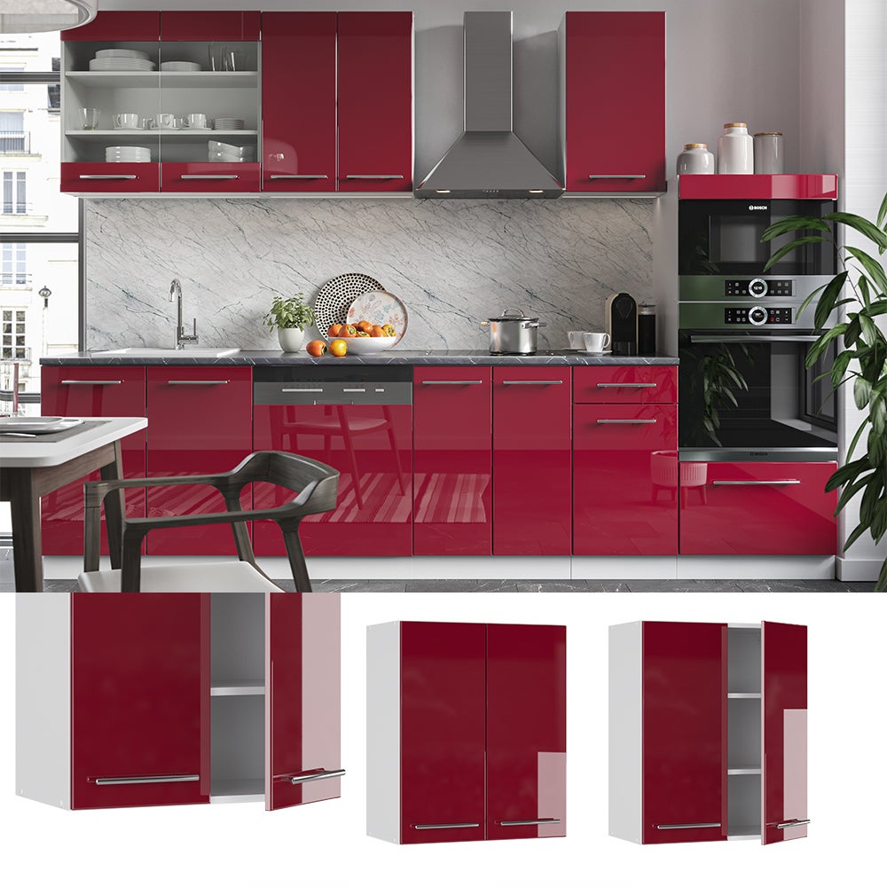 Vicco Elément haut de cuisine Fame-Line, Rouge bordeaux Haute brillance, 60cm - 2