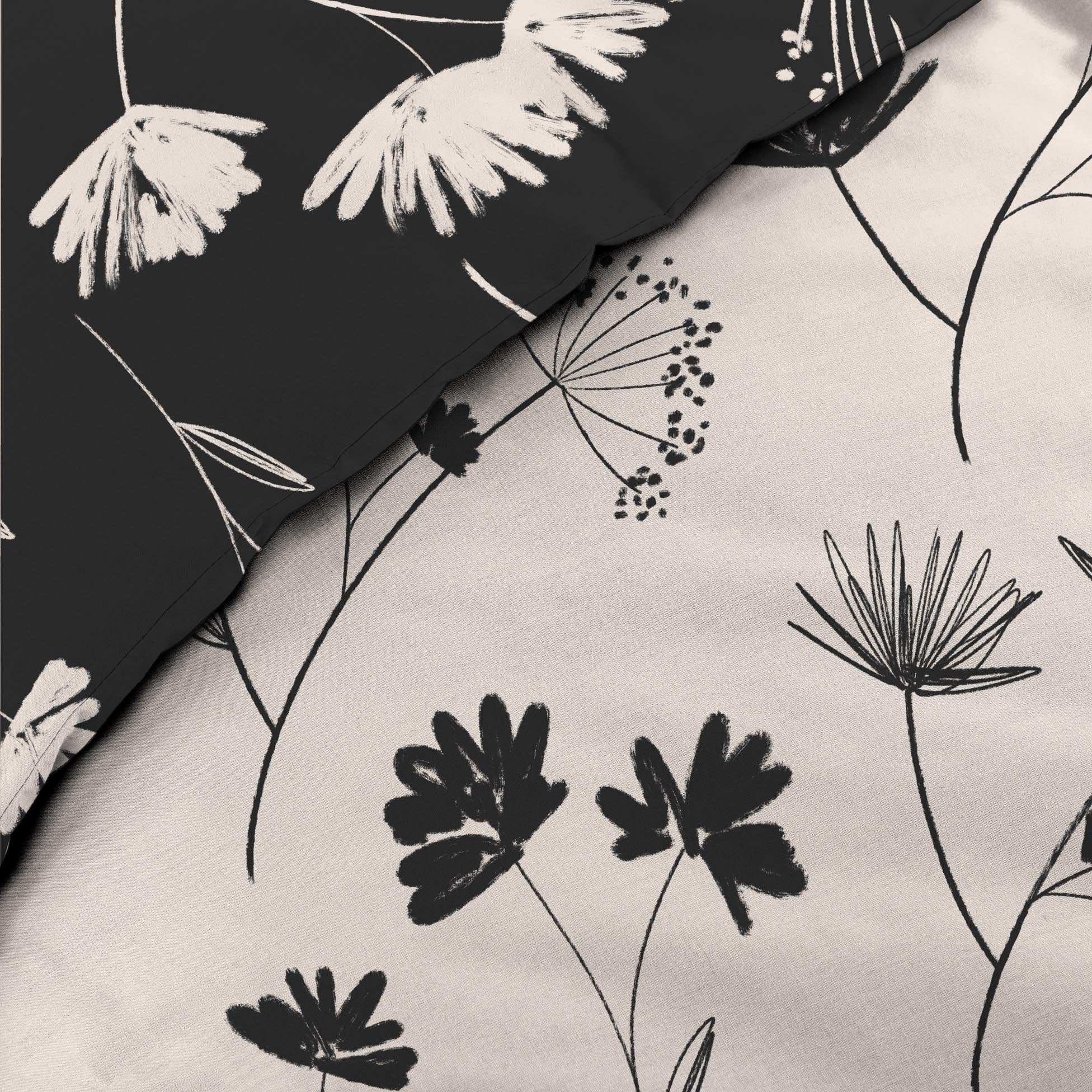 Ensemble Housse de Couette Iris 240 x 220 cm + 2 Taies en Percale 78 Fils + Drap-Housse Blanc 140 x 190 cm - 3