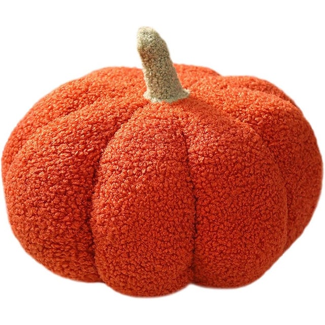 Coussin décoratif citrouille d'Halloween en peluche, velours doux, 20 cm (rouge)