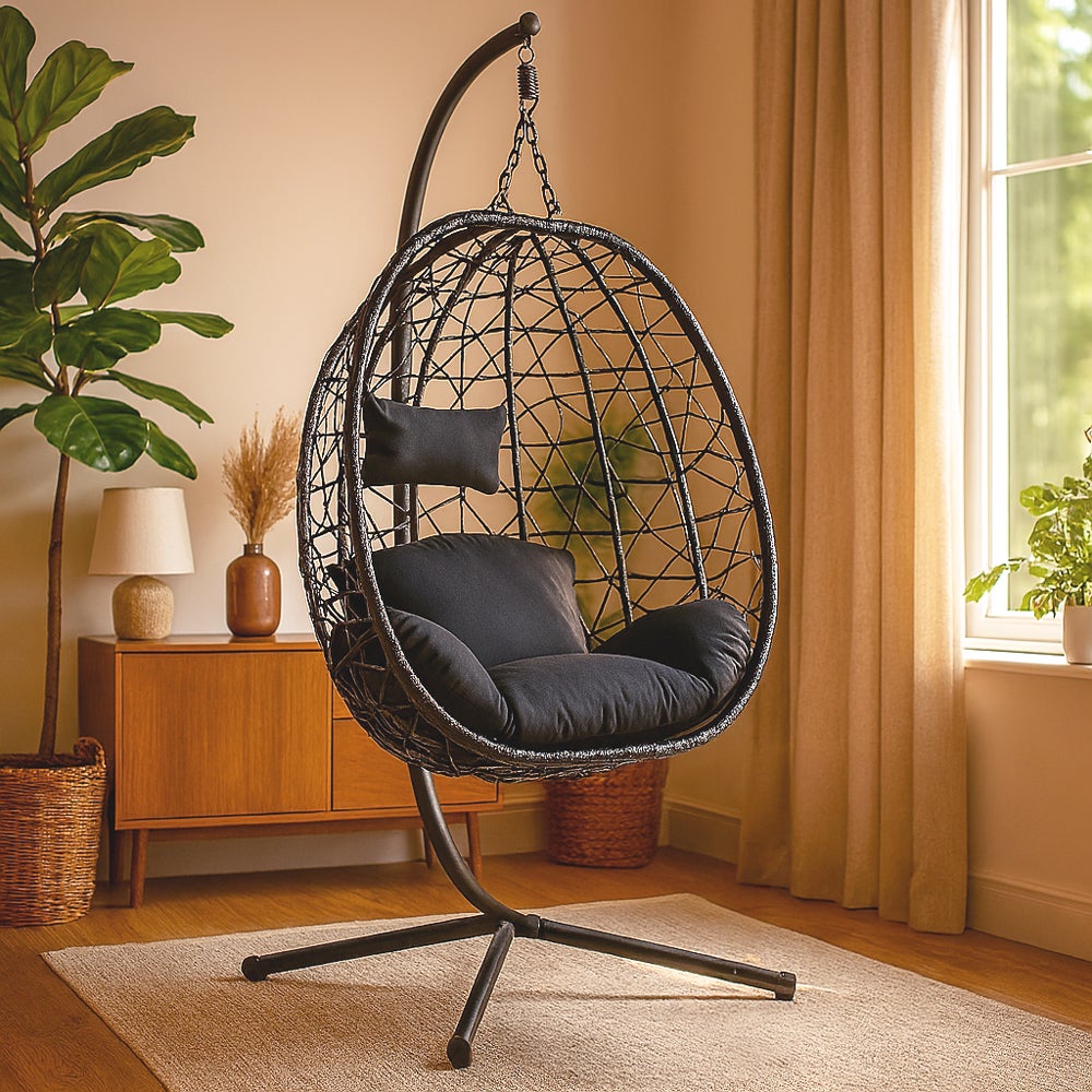 Fauteuil suspendu effet rotin noir CUZCO - 4