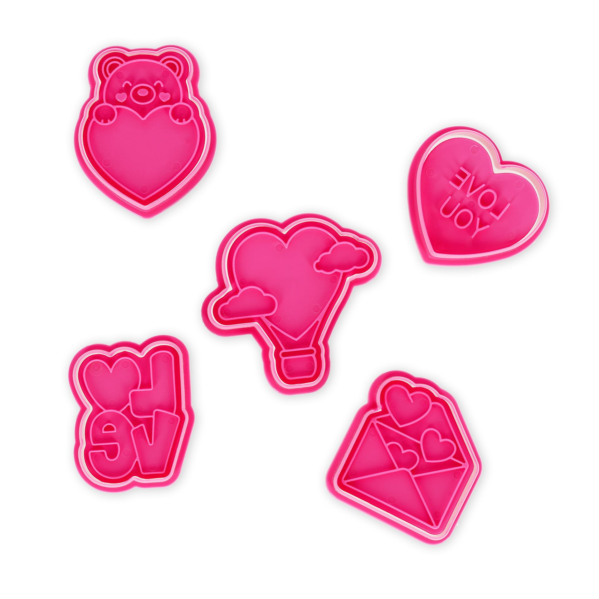 Legami - Formine per Biscotti Super Cute, Cookie Cutters, Set di 5 Forme Diverse con Timbro, Orsetto, Cuoricini e LOVE, Adatte anche ai Bambini - 2