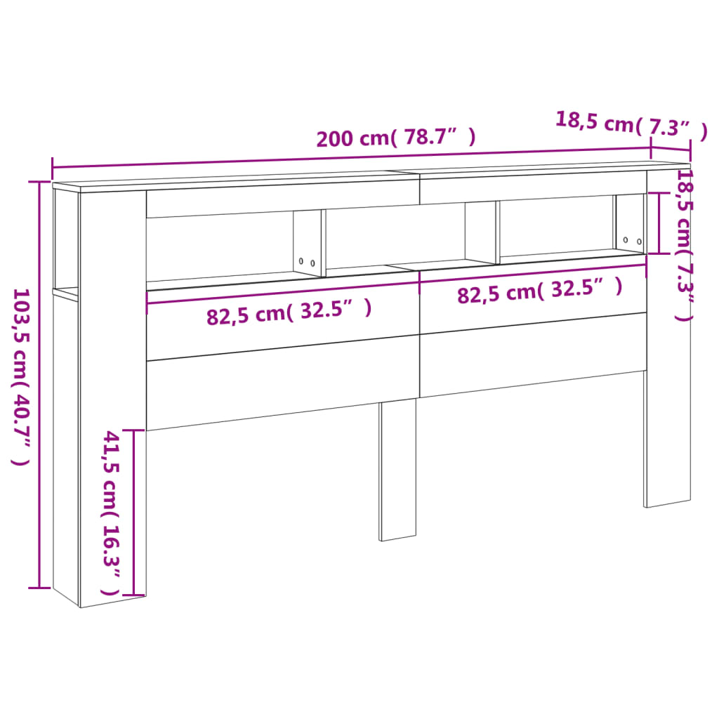 Tête de lit à LED chêne sonoma 200x18,5x103,5cm bois ingénierie vidaXL - 3