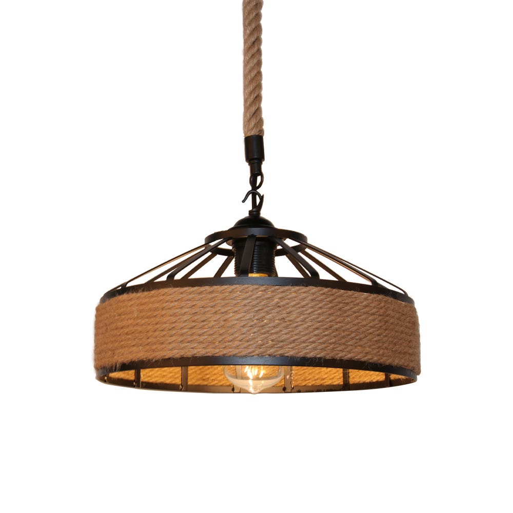 Gdtime Suspension Luminaire Lustre Corde Chanvre 100CM - Plafonnier Industriel Vintage