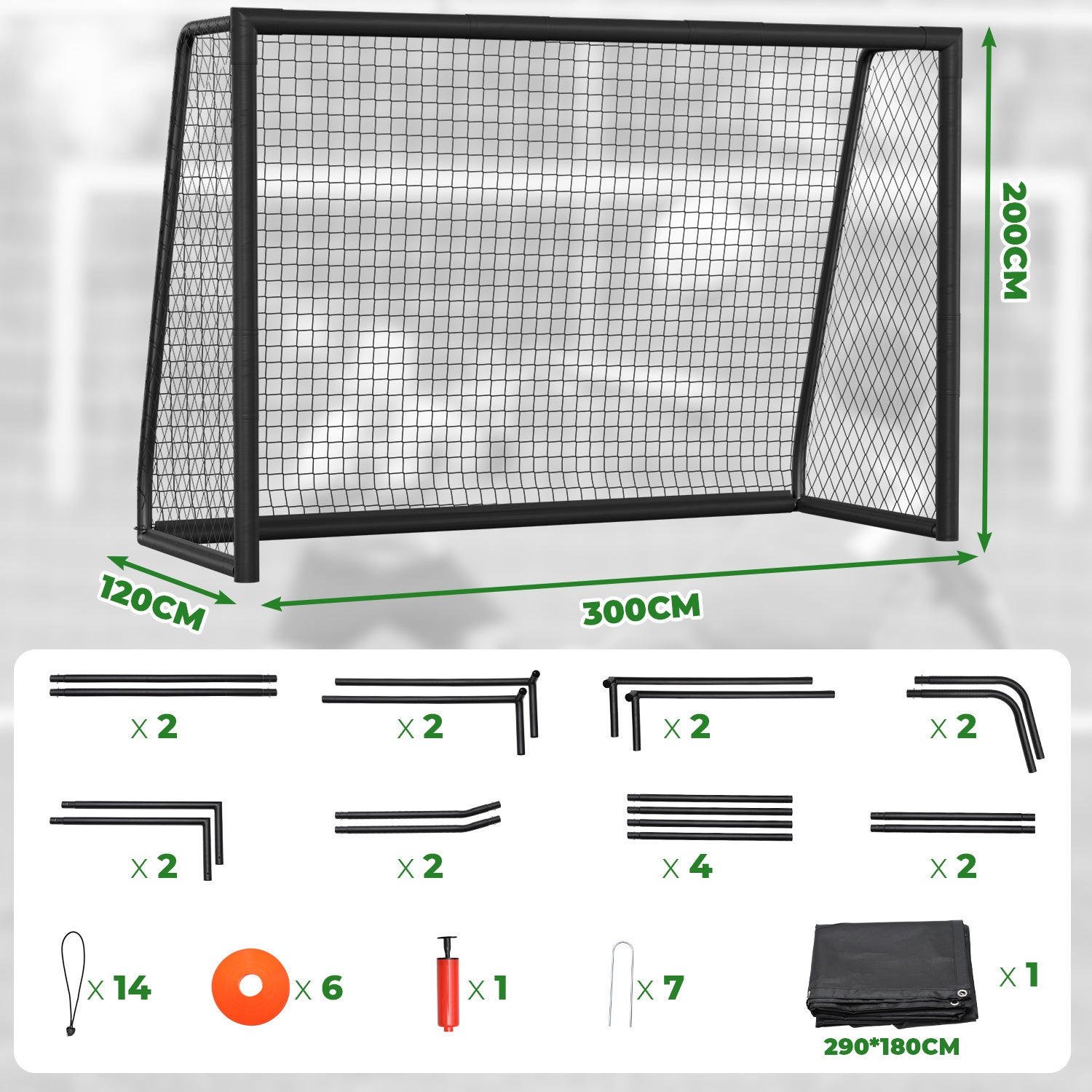 But De Football VirtuFit 300x200x120 Cm – Acier Résistant Aux Intempéries