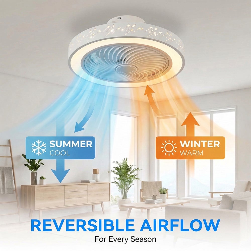 Ventilateur de plafond avec lumière et télécommande, profil bas moderne de 46cm lumière LED dimmable, 6 vitesses silencieux Réversible Plafonnier - 5
