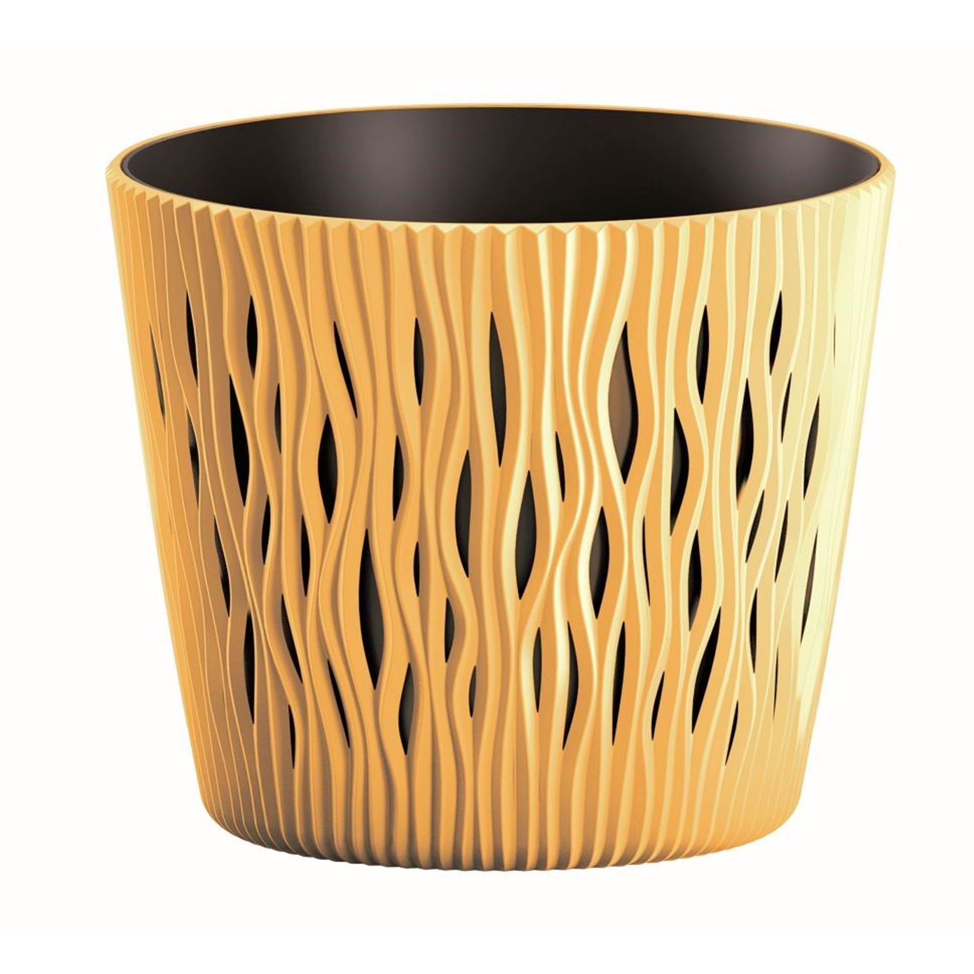 3 Pot de fleurs rond plastique jaume 15x15x13 cm - Sandy Round - 3