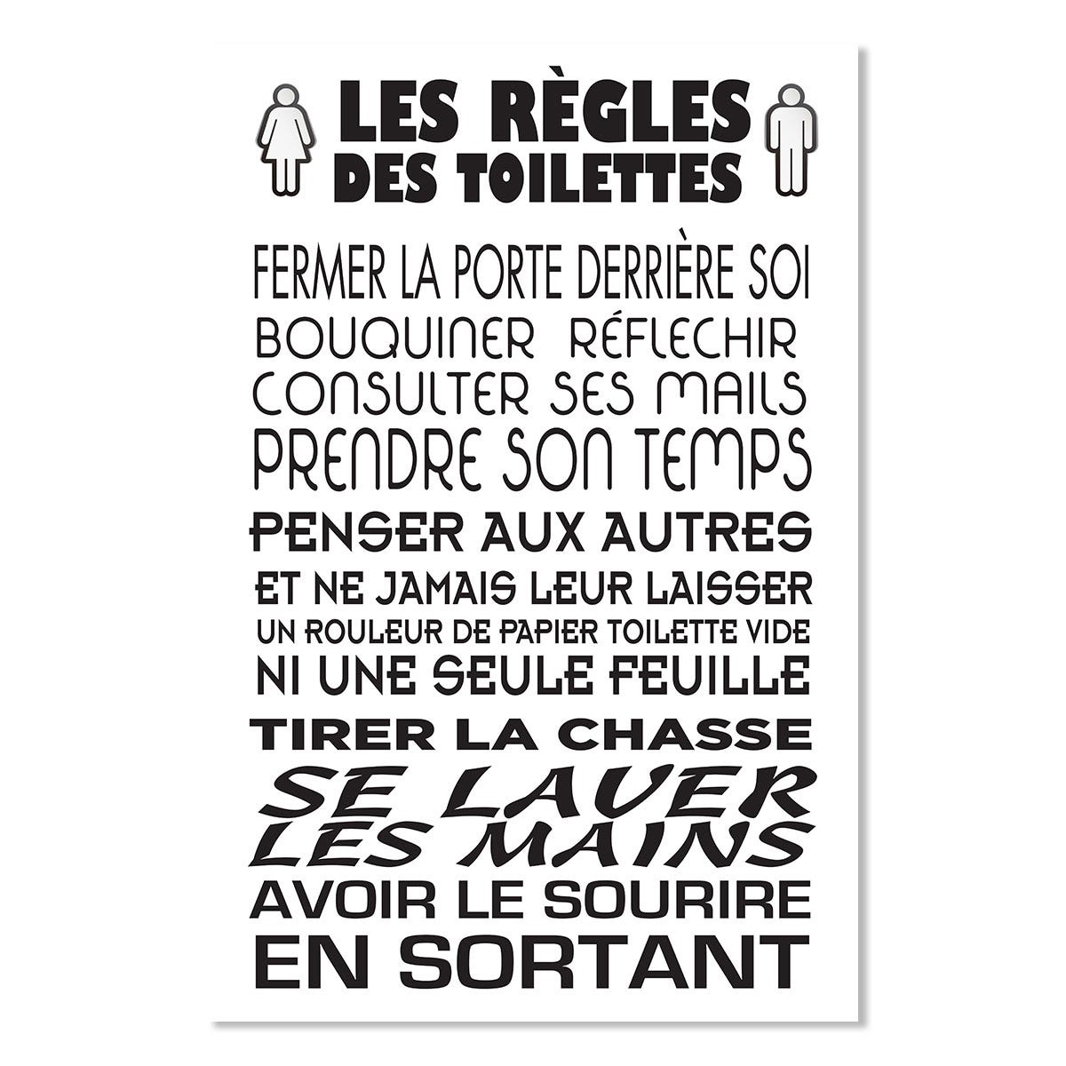 Affiche, Les règles des WC 1 - 40x60cm - made in France | Leroy Merlin