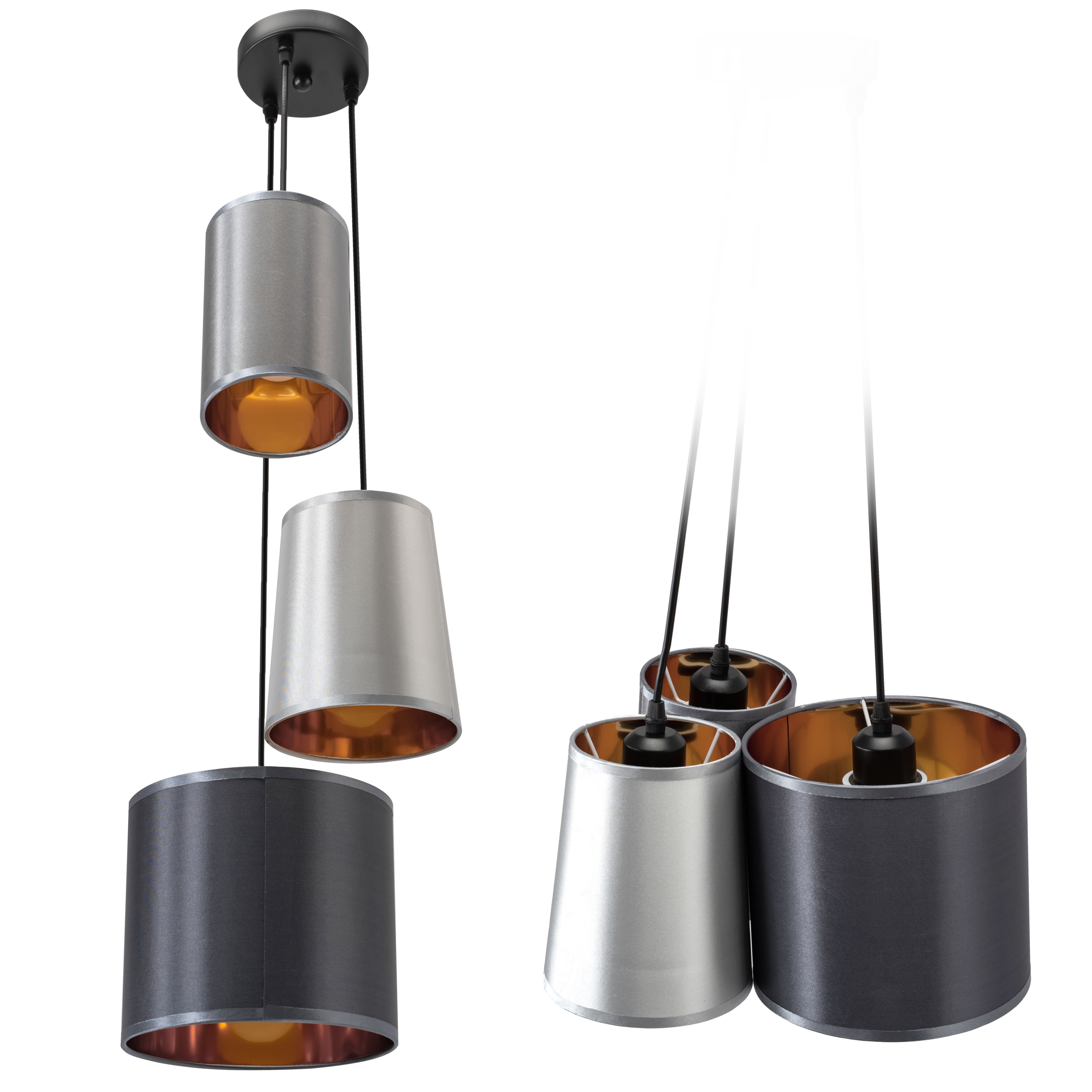 Lampa Sufitowa Toolight App971-3Cp Szary Złoty