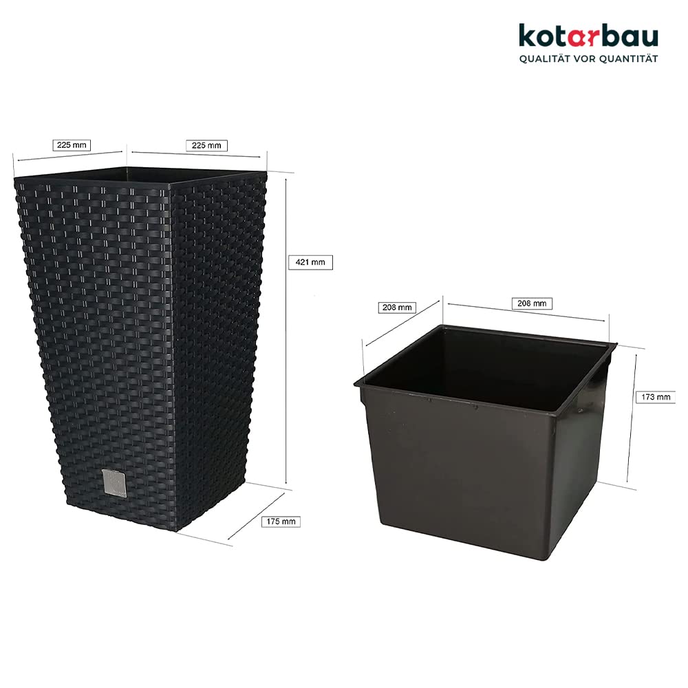 Doniczka rattan osłona donica antracyt 420 + wkład - KOTARBAU - 2