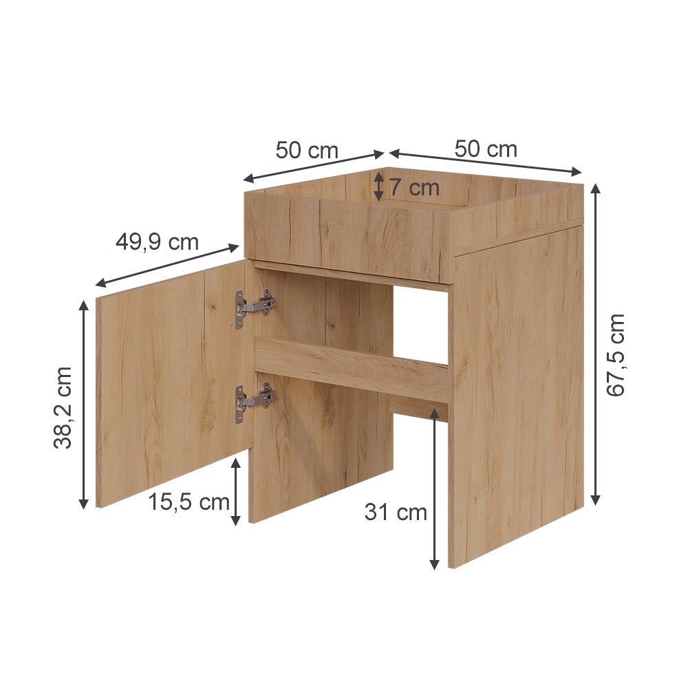 Vicco Armoire pour aspirateur robot Dustin, Chêne de force doré, 50x67.5cm avec 1 porte - 2
