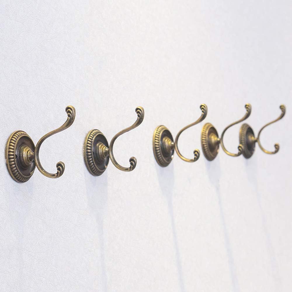Lezed Lot De 6 Crochets Muraux Vintage Style Européen - Alliage De Cuivre Antique - Pour Porte-manteau, Cuisine, Salle De Bain