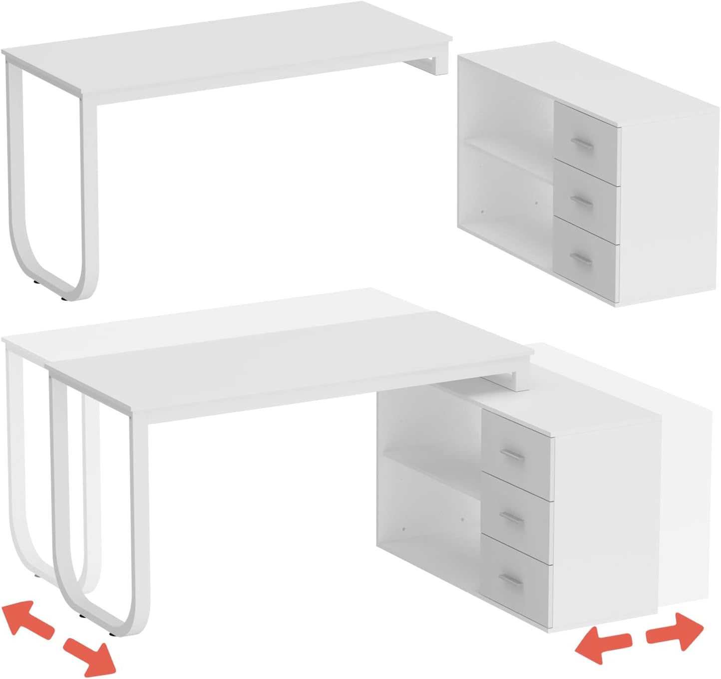 Bureau d'angle en Forme de L Bureau informatique 2 étagères pieds en acier Blanc 130x57x75cm - 5