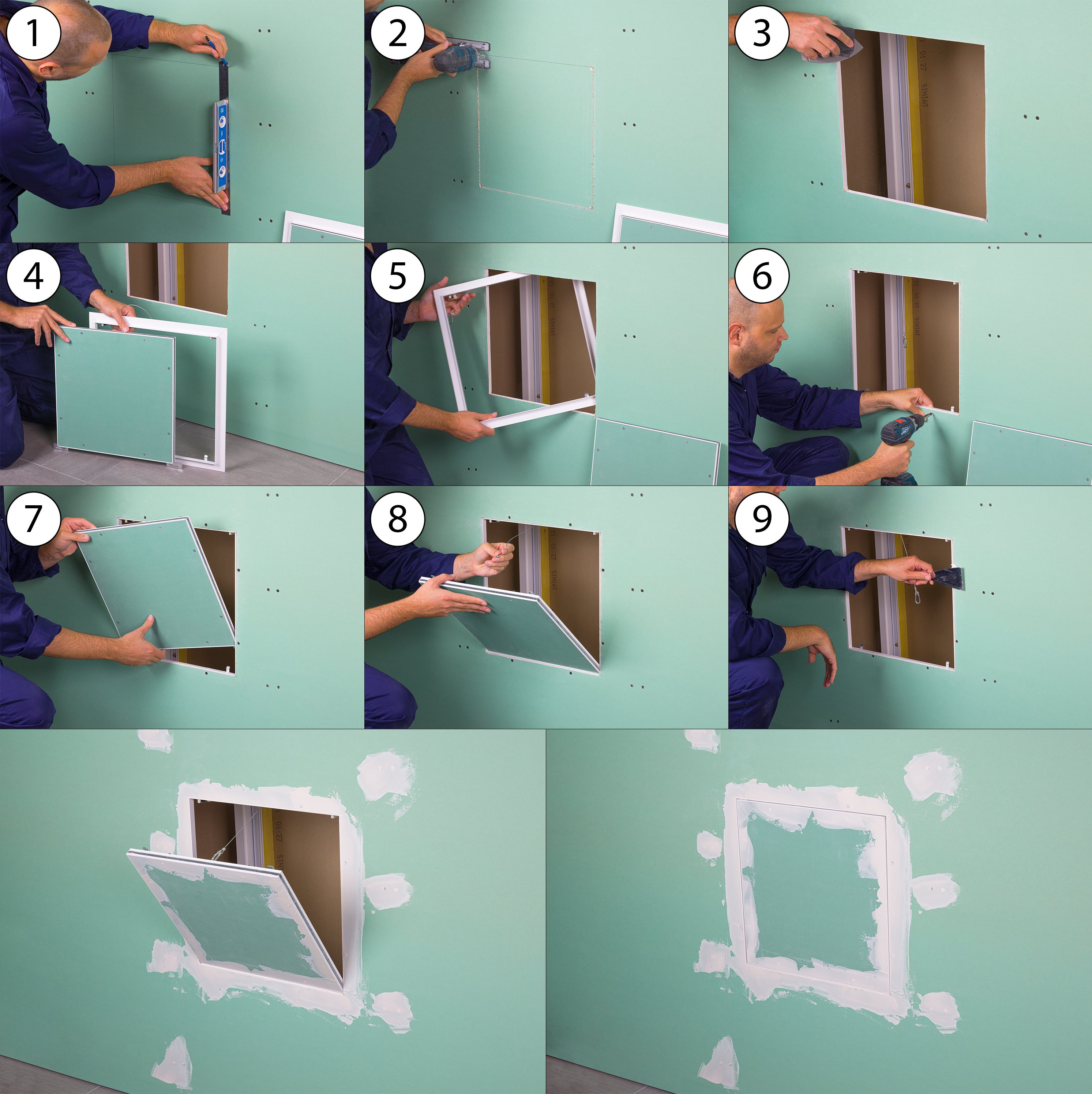 Trappe de visite hydrofuge à carreler 400x400 mm en aluminium, avec système d'ouverture/fermeture par simple pression NOYON & THIEBAULT - 3
