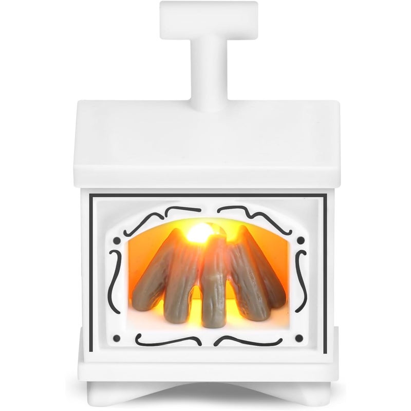 Lampa kominkowa, Miniaturowy kominek, Kominek LED do domku dla lalek, Meble do domku dla lalek, Biały