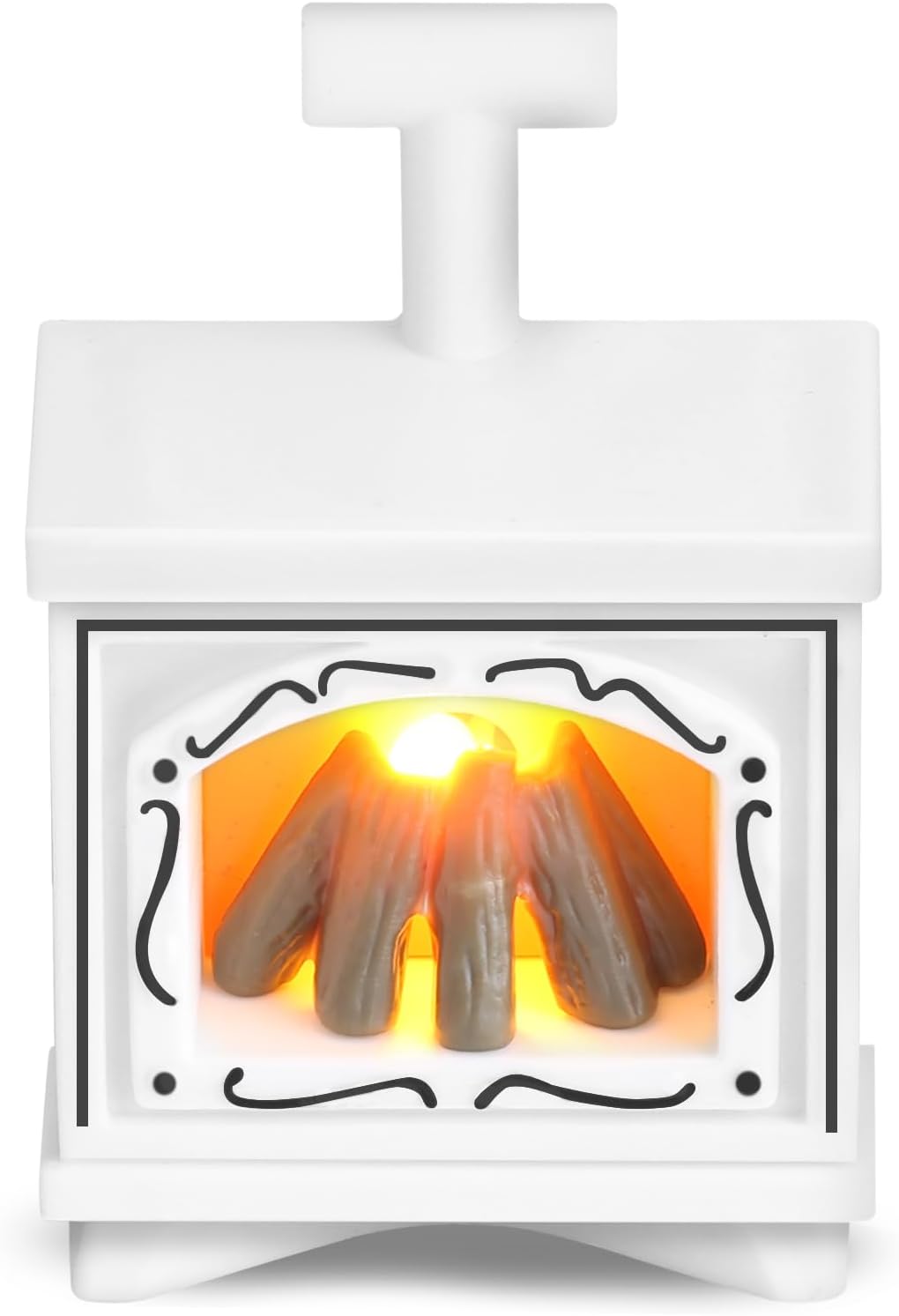 Lampa kominkowa, kominek miniaturowy, kominek LED do domku dla lalek, meble do domku dla lalek, biały