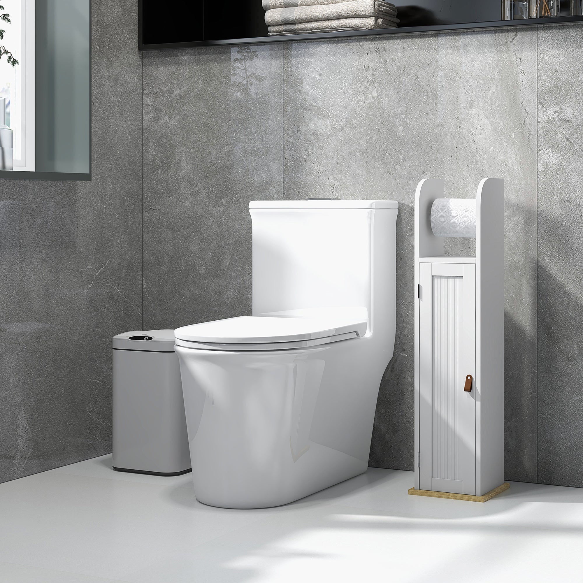 Meuble support papier toilette placard étagères ajustables 20x20x80 cm ...