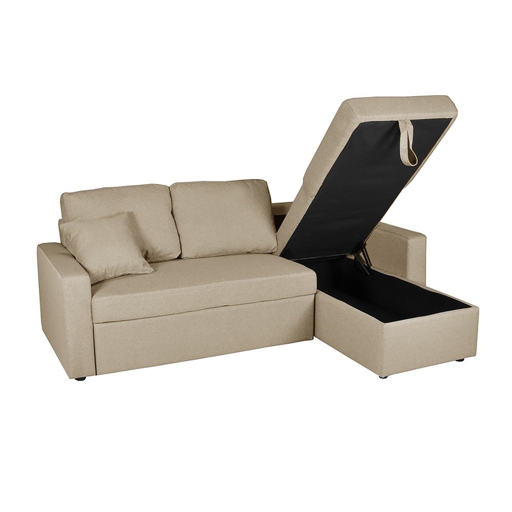 Canapé d'angle ODEON convertible, coffre et réversible / Beige - 3