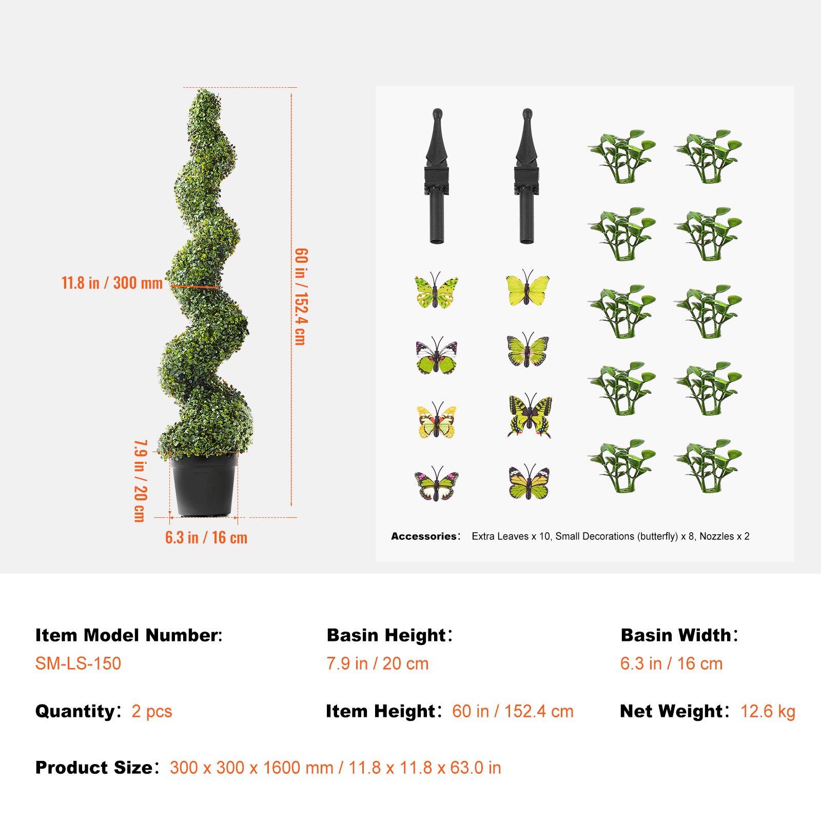 Set di alberi topiari in bosso artificiale SucceBuy 60
