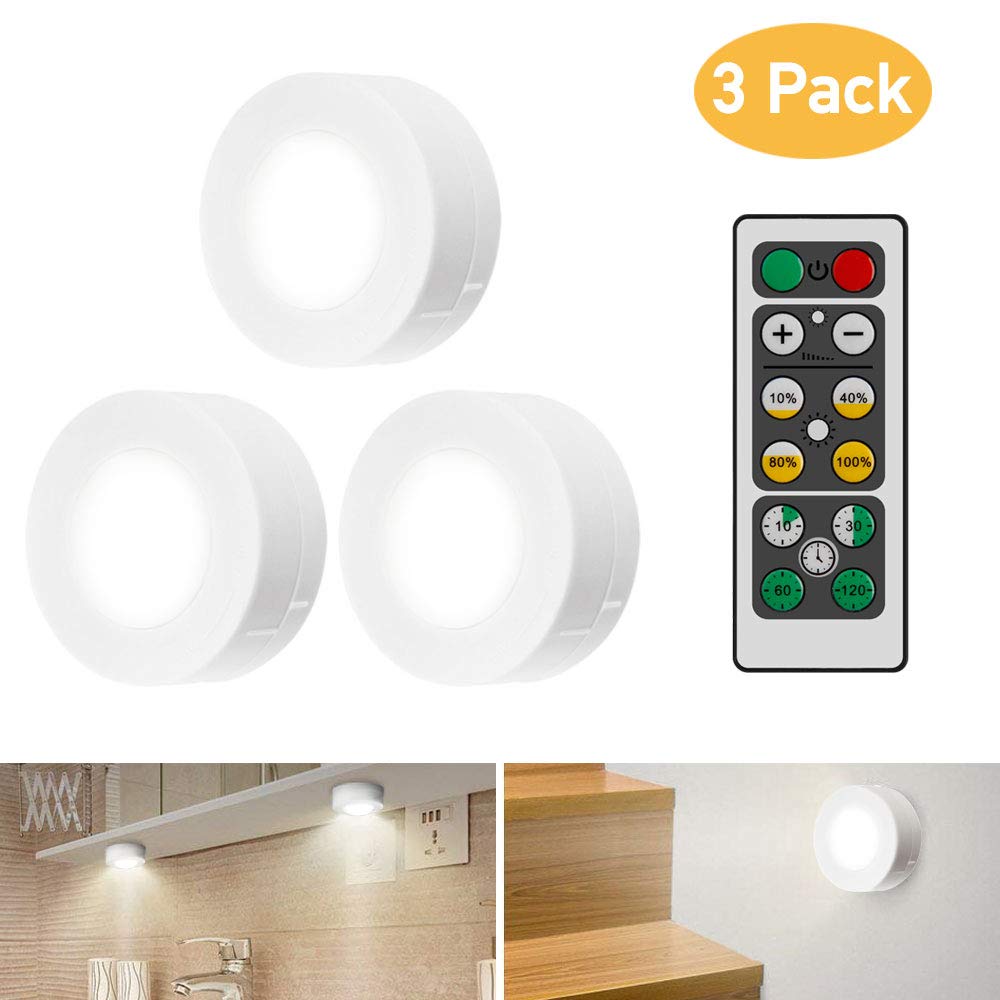 Oświetlenie LED do szafki ze zdalnym sterowaniem, zestaw 3 sztuk oświetlenia LED do szafki, lampka nocna LED, oświetlenie do szafy