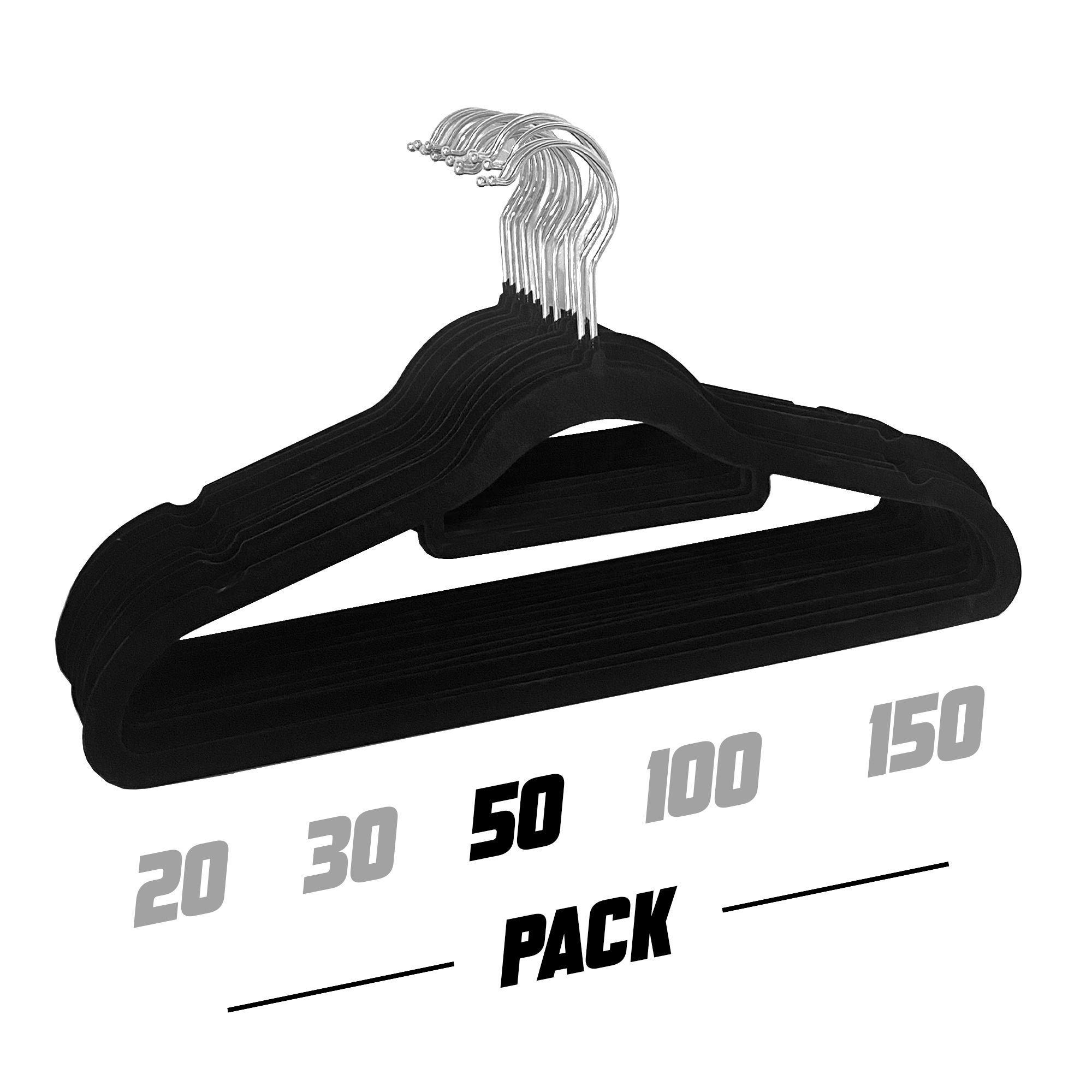Pack De 50 Perchas De Terciopelo Antideslizantes – Giratorio 360°, Barra Para Pantalones Y Muescas Para Faldas, Color Antracita