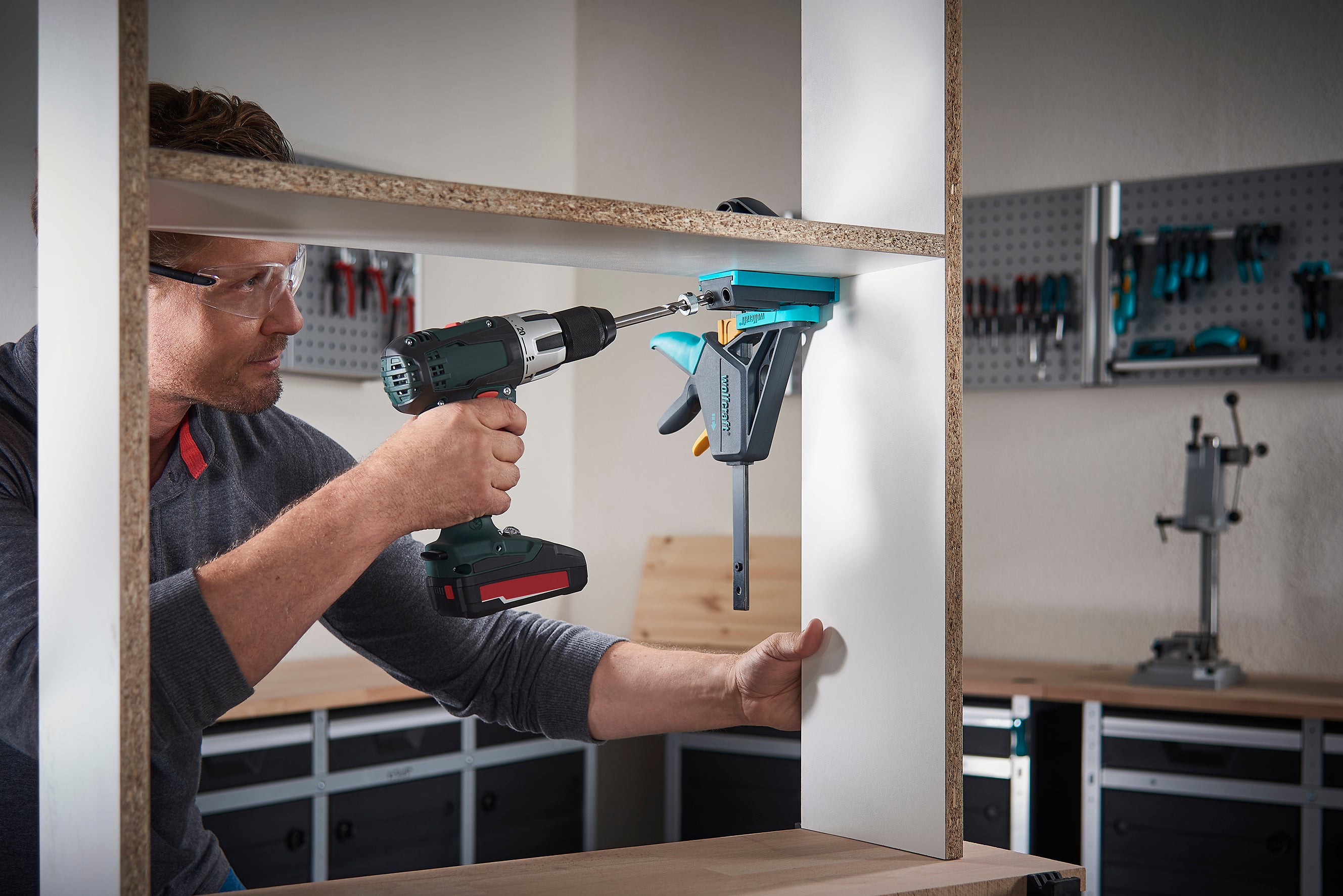 Kit Coffret Undercover Jig Pozidriv et 2 Presses d'angles - Pour Assemblages en angle invisibles - wolfcraft 8629000 - 3