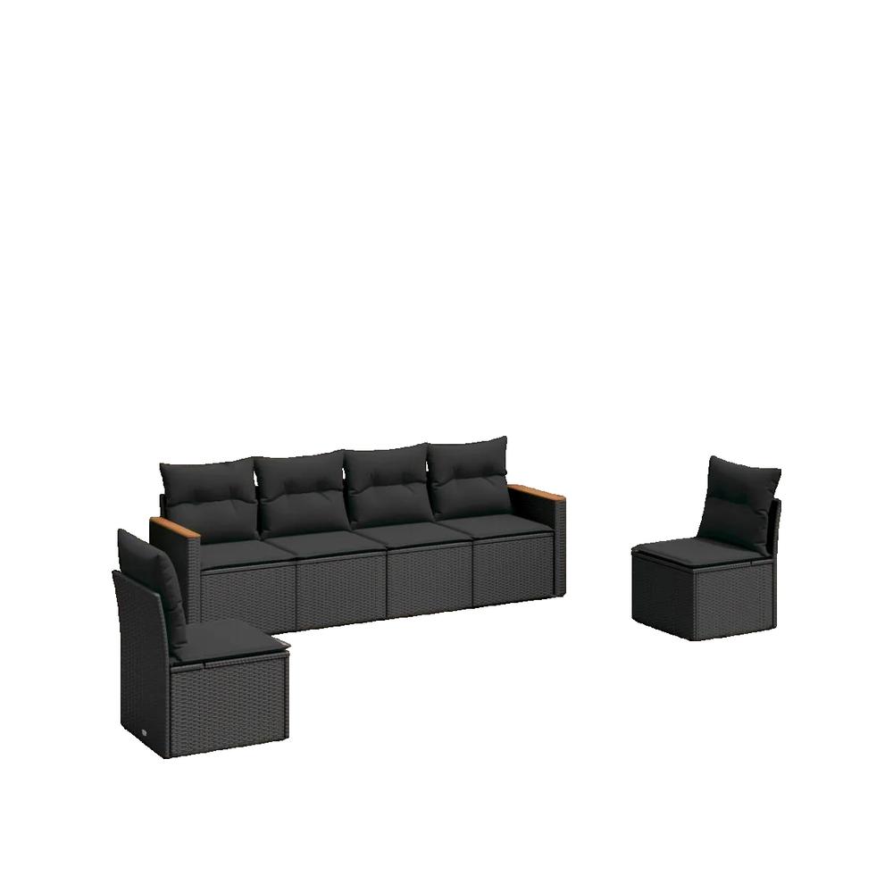 Zestaw mebli ogrodowych vidaXL 6 szt czarny rattan modułowy z przechowywaniem
