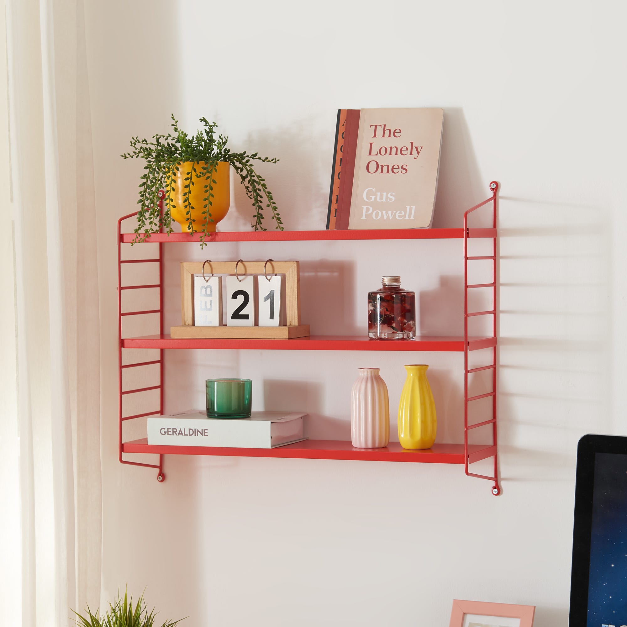 Étagère murale Strängnäs à 3 niveaux modulables 50 x 60 x 15 cm rouge ...