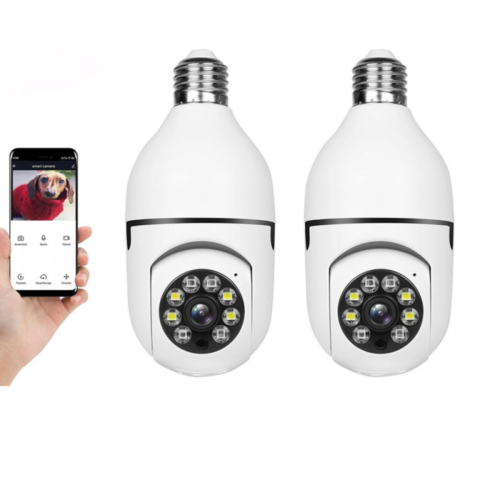 Kamera zewnętrzna Wi-Fi 360 stopni z funkcją widzenia w nocy, dwukierunkowym dźwiękiem i detekcją ruchu, dwuzakresowa 2,4 GHz, zestaw 2 szt.