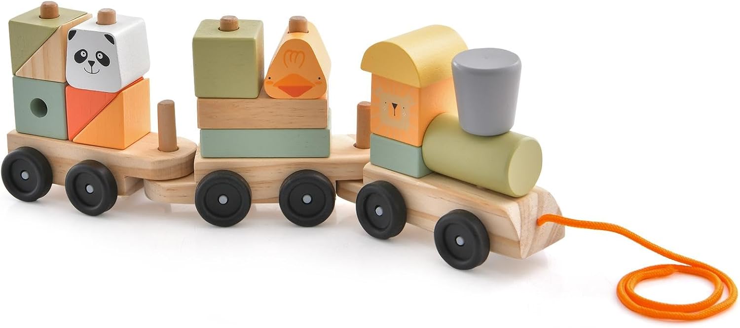 Set di Trenino in Legno Impilabile, Trenino Giocattolo con