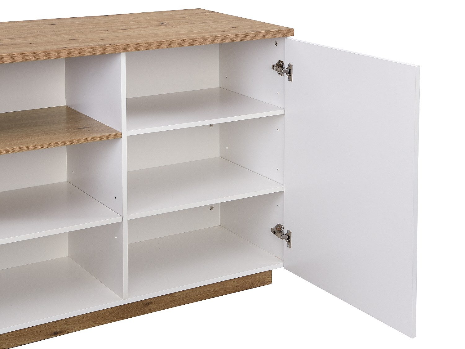 Ilot central de cuisine avec 2 portes et 1 niche en MDF - Naturel et blanc - CORELINA - 8