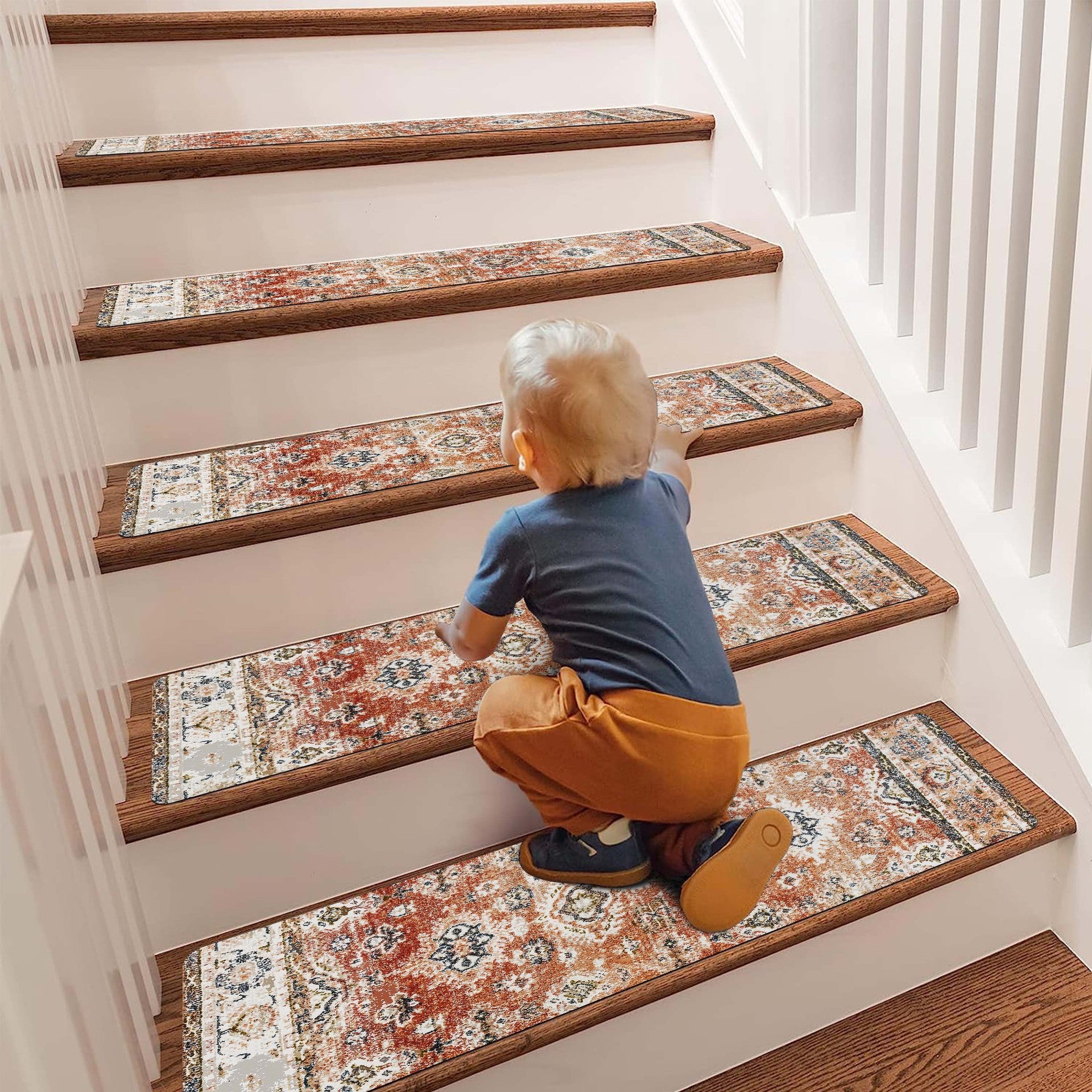 8 piezas de alfombras antideslizantes para escaleras, alfombras para escaleras con respaldo de goma, alfombrillas para escalones, 75 x 20 cm