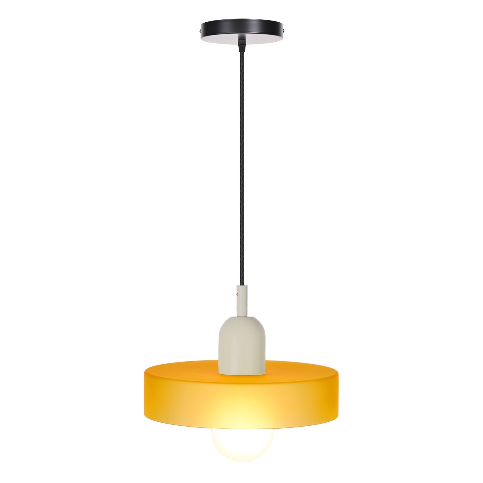 Suspension Arturesthome,Lumière intérieur,Cylindre,Verre,E27,Blanc Avec Orange,Salon,Chambre,Salle à manger,Ilot de la cuisine,D25CM x H18CM - 3