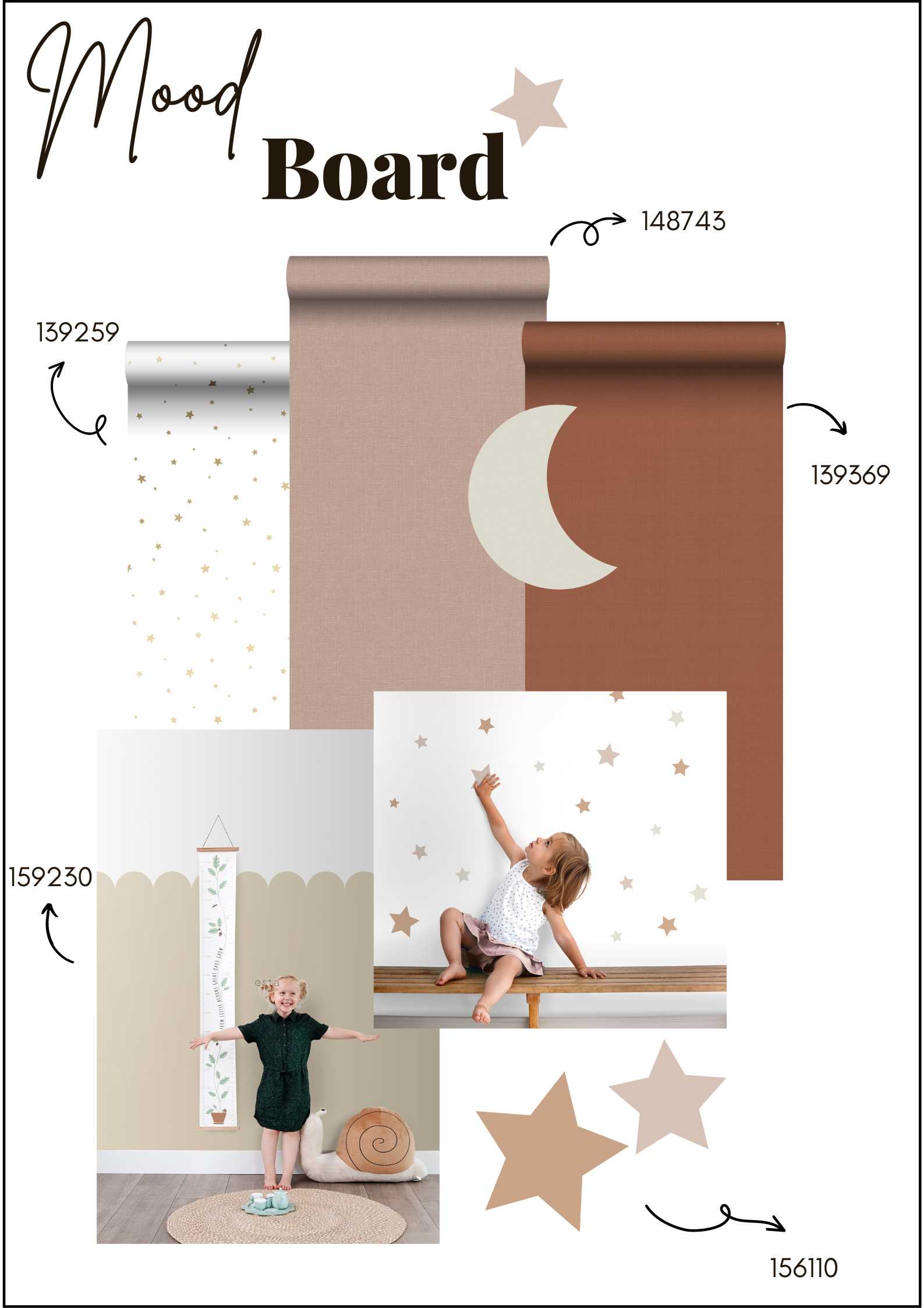 Adesivo da parete cielo stellato colore sabbia e terracotta - 47.5 x 66 cm - ESTAhome - 8