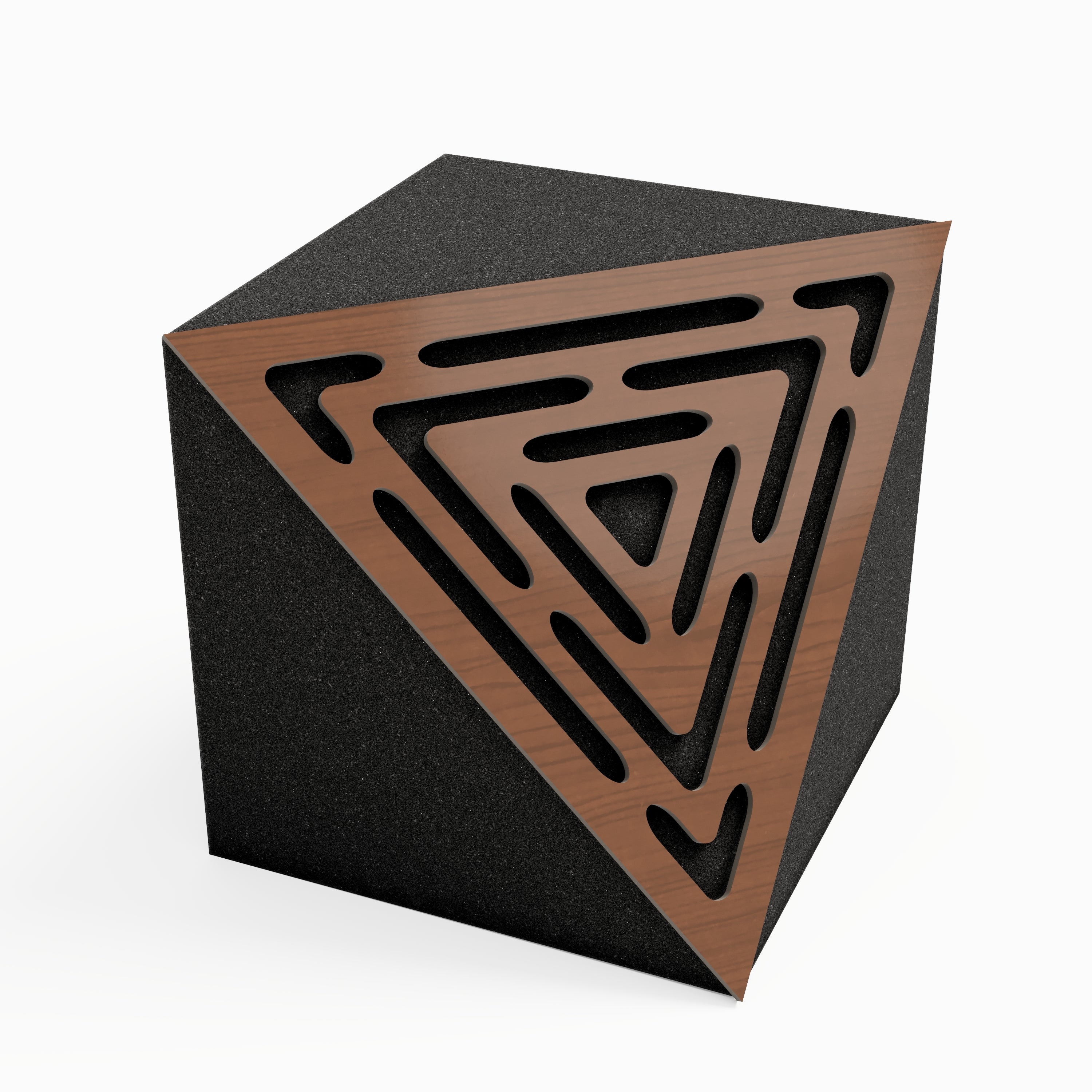 Lot de 2 Pièges à basses d'angle cubiques TRICUB WAVE acoustiques insonorisants - MDF perforé laminé et mousse acoustique - Noix - 3