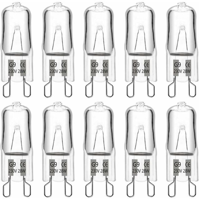 Ampoule halogène G9 28 W 230 V, 370 lm, 2 700 K, blanc chaud, intensité variable, compatible avec les suspensions et les éclairages paysagers-10pcs