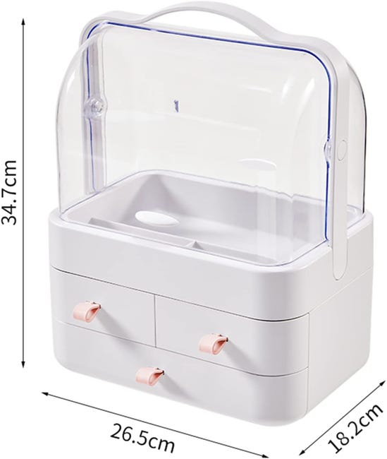 Boîte de rangement pour maquillage, rotation à 360 degrés, avec tiroirs, couvercle, étanche à la poussière, convient pour comptoir de salle de bain et coiffeuse de chambre à coucher, vert Boîte de rangement pour maquillage, rotation à 360 degrés, avec tiroirs, couvercle, étanche à la poussière, convient pour comptoir de salle de bain et coiffeuse de chambre à coucher, vert