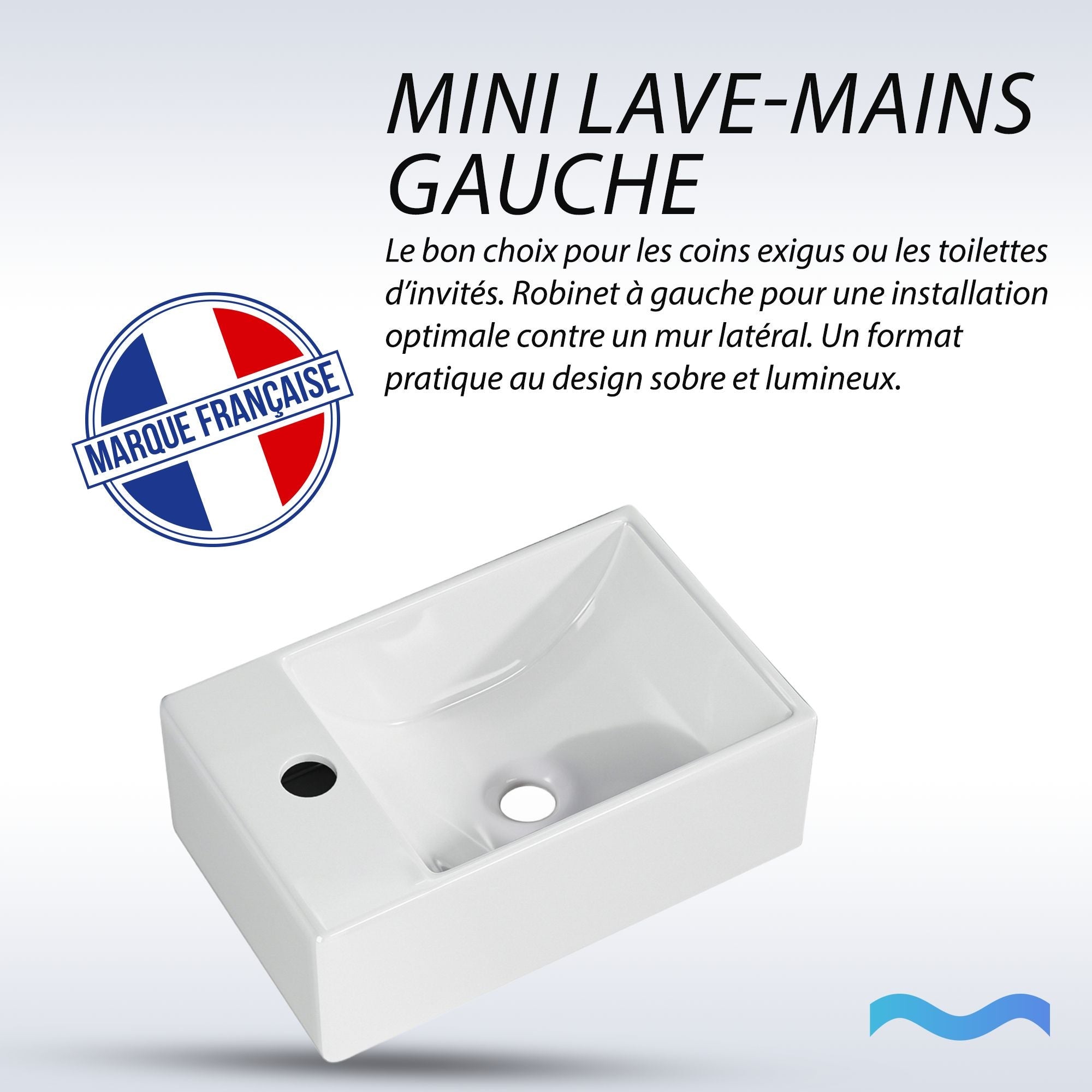 DILECI - Mini vasque lave-mains blanc sortie gauche (30*19*11cm) - MICRO - 4