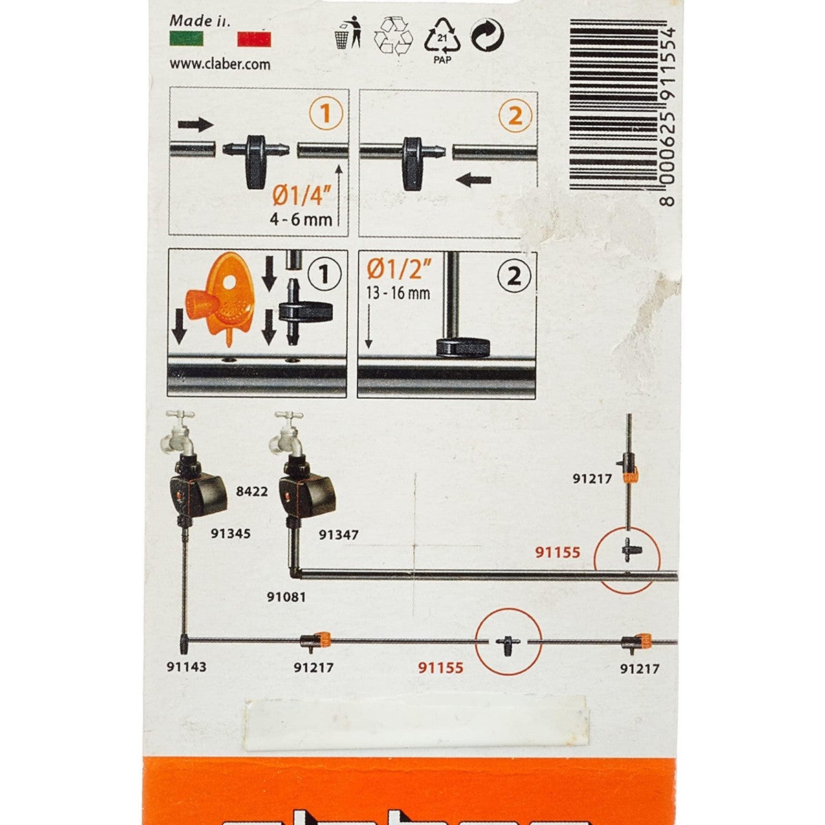 Jeu de 10 raccords à 2 sorties pour arrosage Claber -1/2' à 1/4' - 3