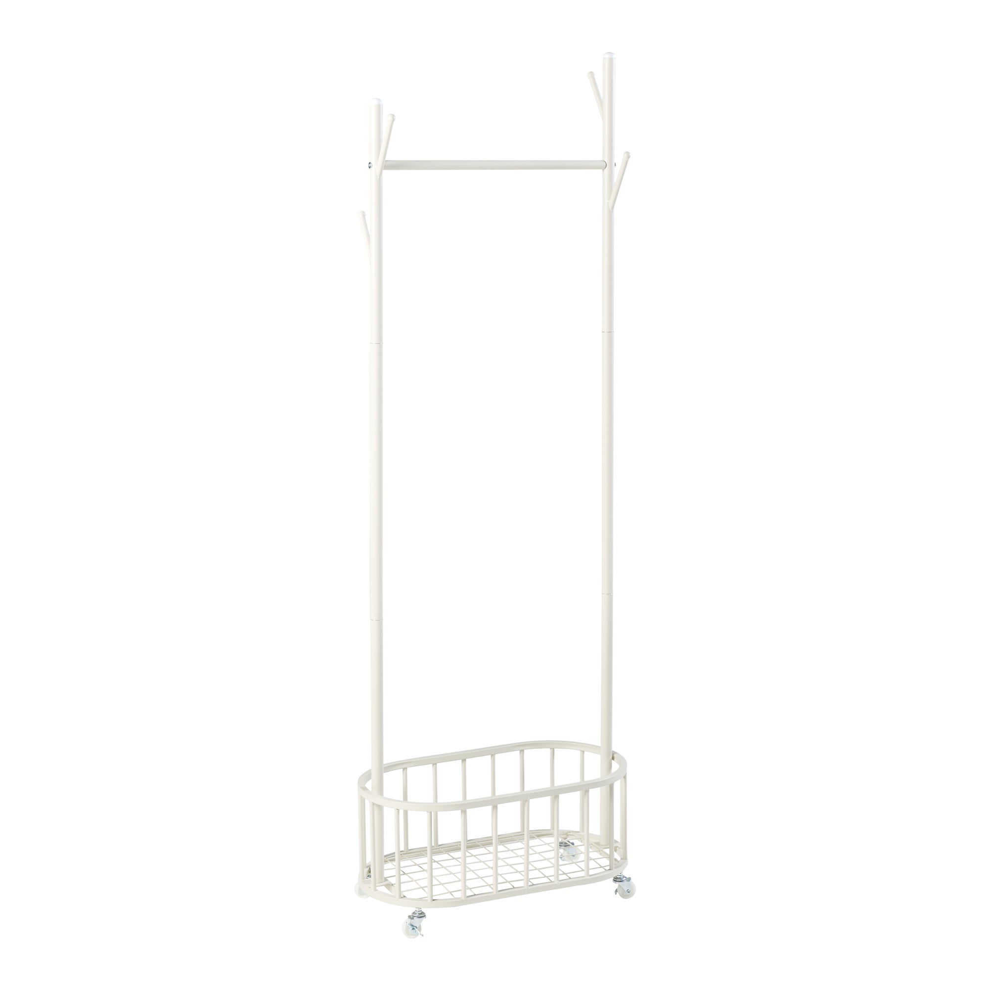 Portant à roulettes Risør acier 175 x 60 x 32 cm blanc [en.casa] - 2
