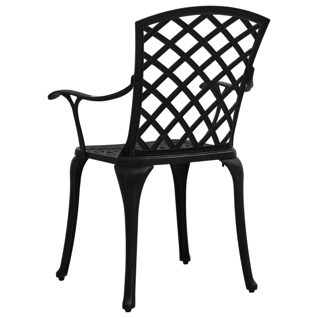Chaises de jardin 4 pcs Aluminium coulé Noir - 5
