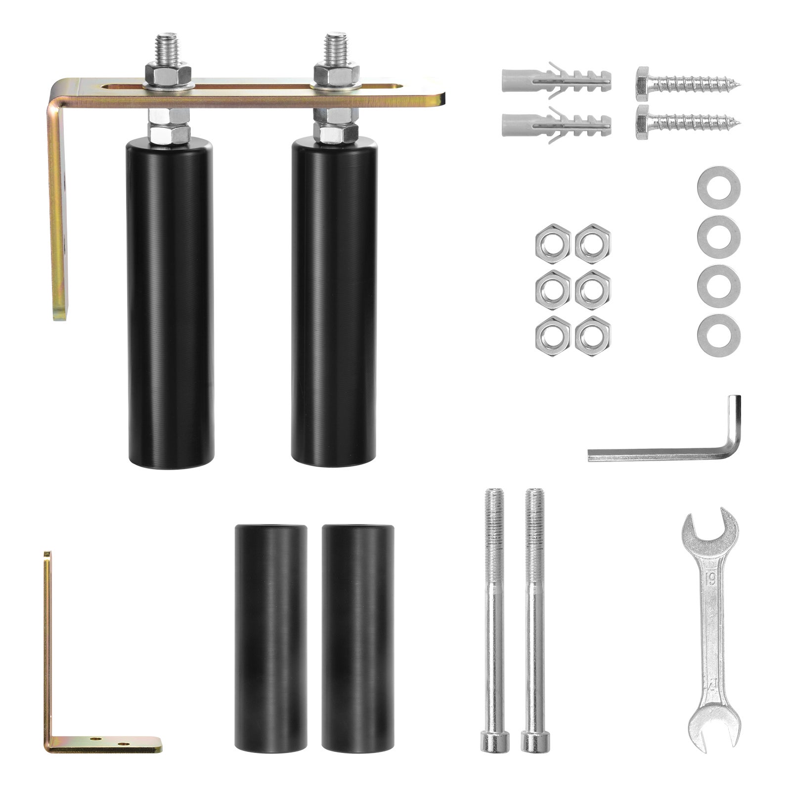 Kit Portail Coulissant,VEVOR Quincaillerie Porte Roulante,Support Forme L,Rouleaux Guidage Robustes Réglables,pour Portails Coulissants,Noir - 9