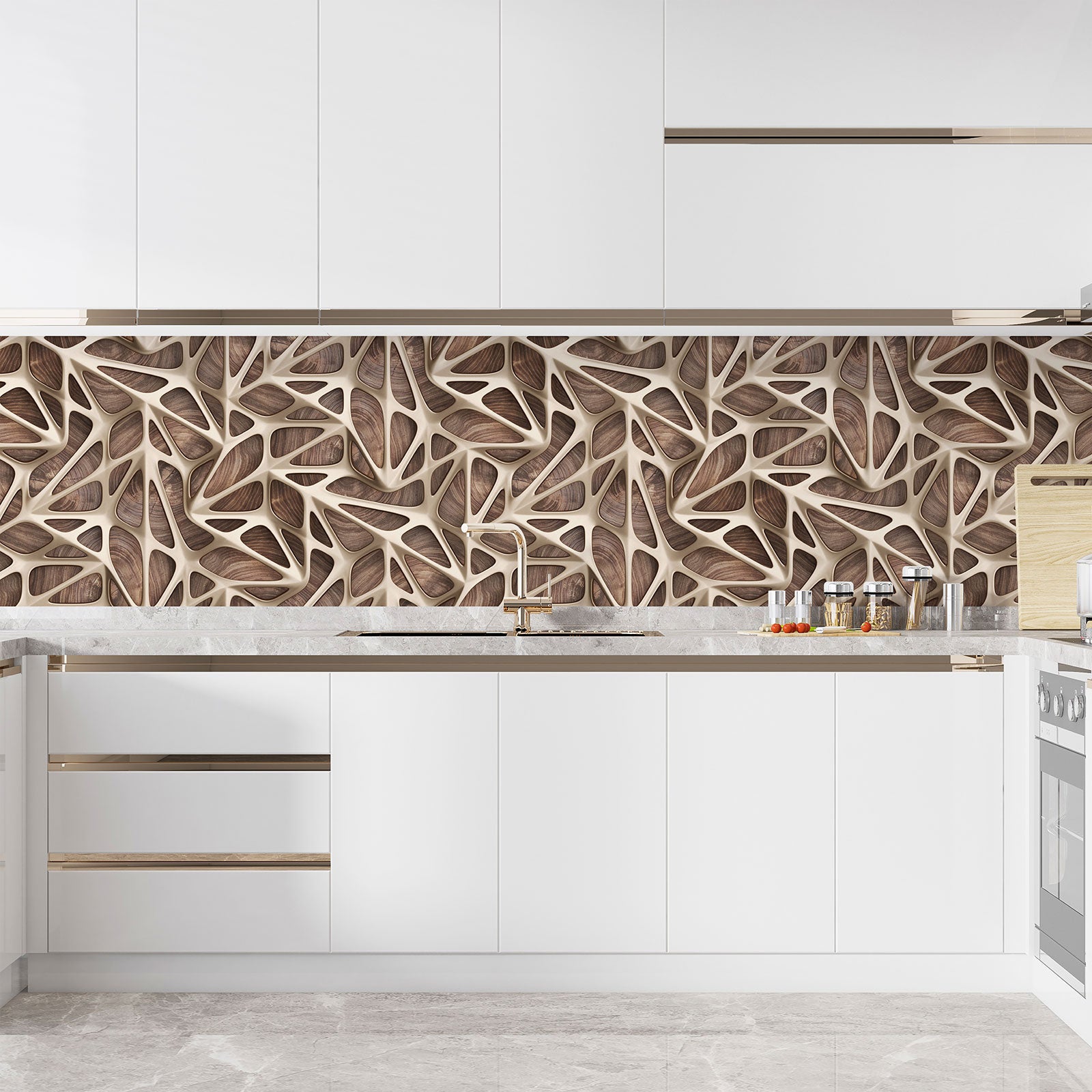 Crédence adhésive sticker pour cuisine - Design Effet 3D - Adhésif + Protection BRILLANTE - 55x96 cm - 3