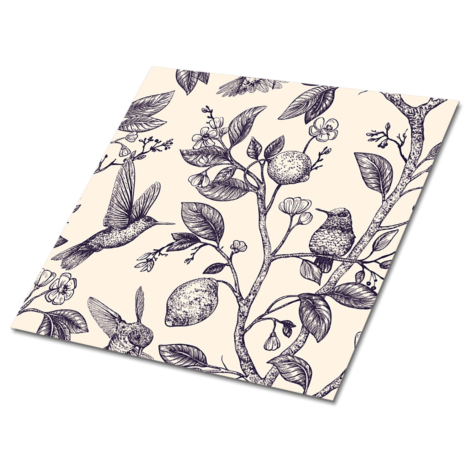 Samoprzylepne płytki PVC, kafelki PVC – 30x30 cm – Zestaw 9 szt. – Ptaki na gałęzi – TULUP