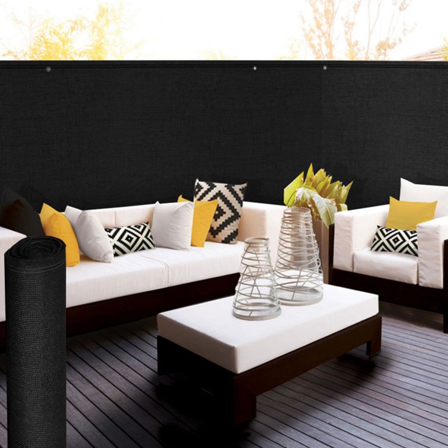 Brise vue renforcé 1,5 x 10 M noir 220 gr/m² luxe PRO - 3
