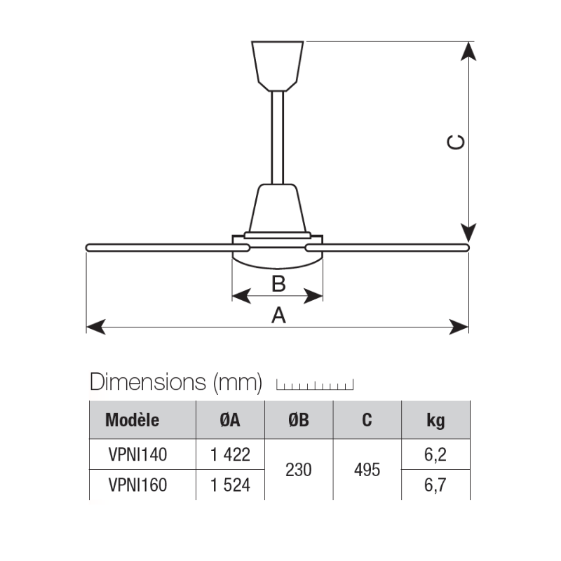 Vortice - Ventilateur De Plafond Réversible Ø 140 Cm 70 W Débit 13500 M3/h Couleur Blanc - Nordik International Plus - 2
