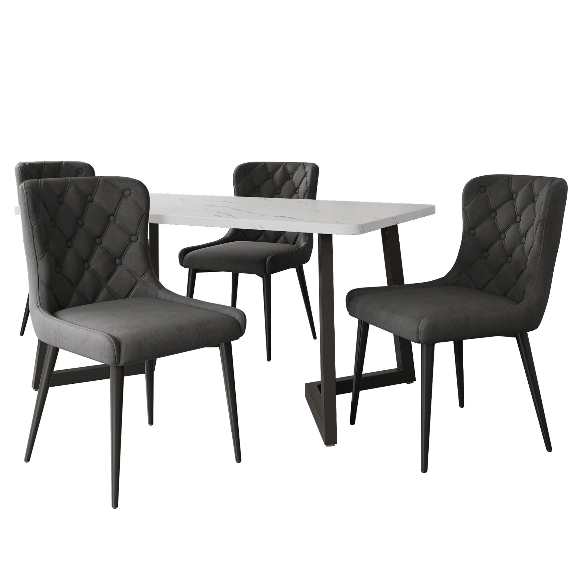 Set di sedie in velluto con gambe in ferro nero Grigio Leroy