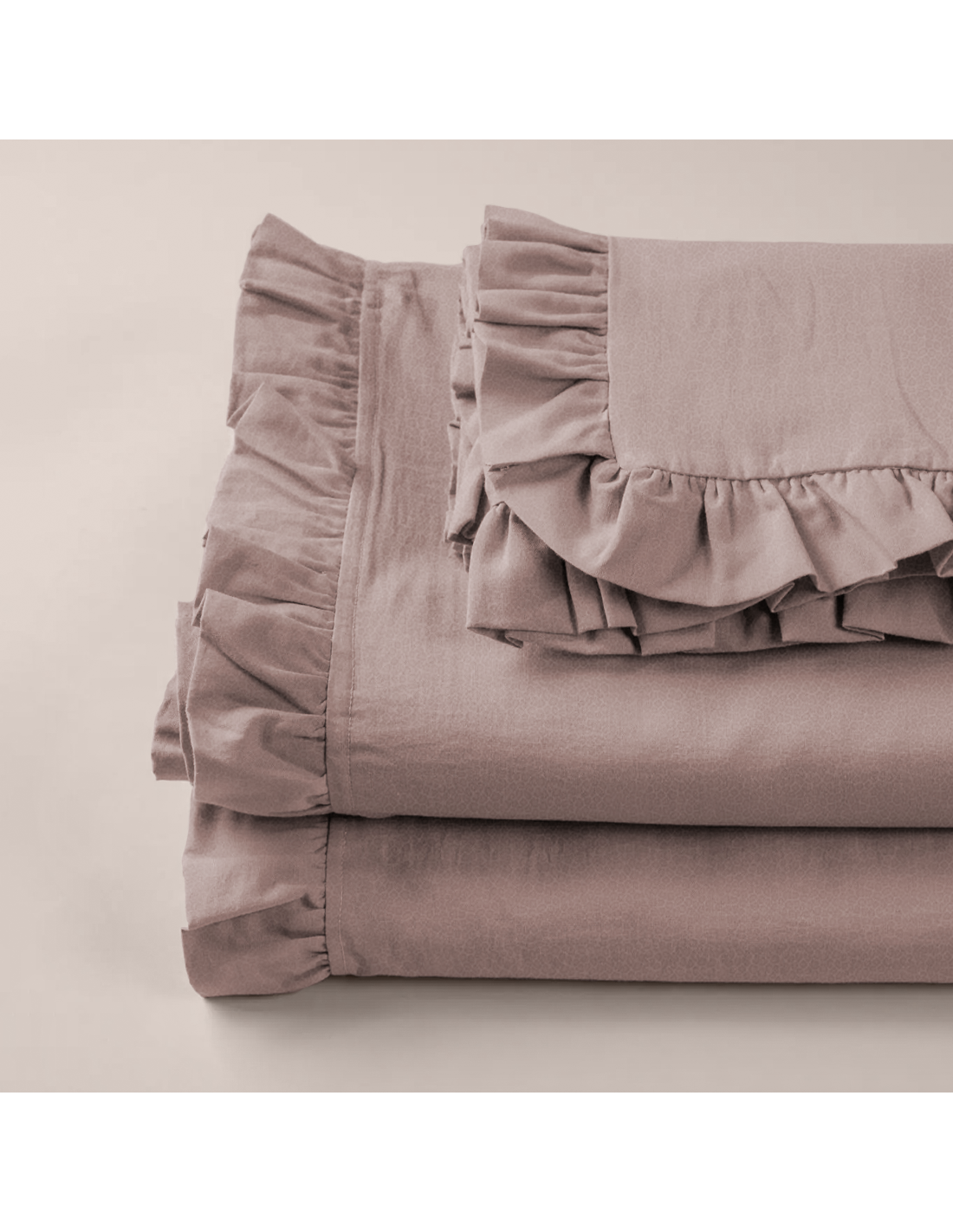 Completo per Letto Matrimoniale con Volant Due Lenzuola e Due Federe con Rouche - 4