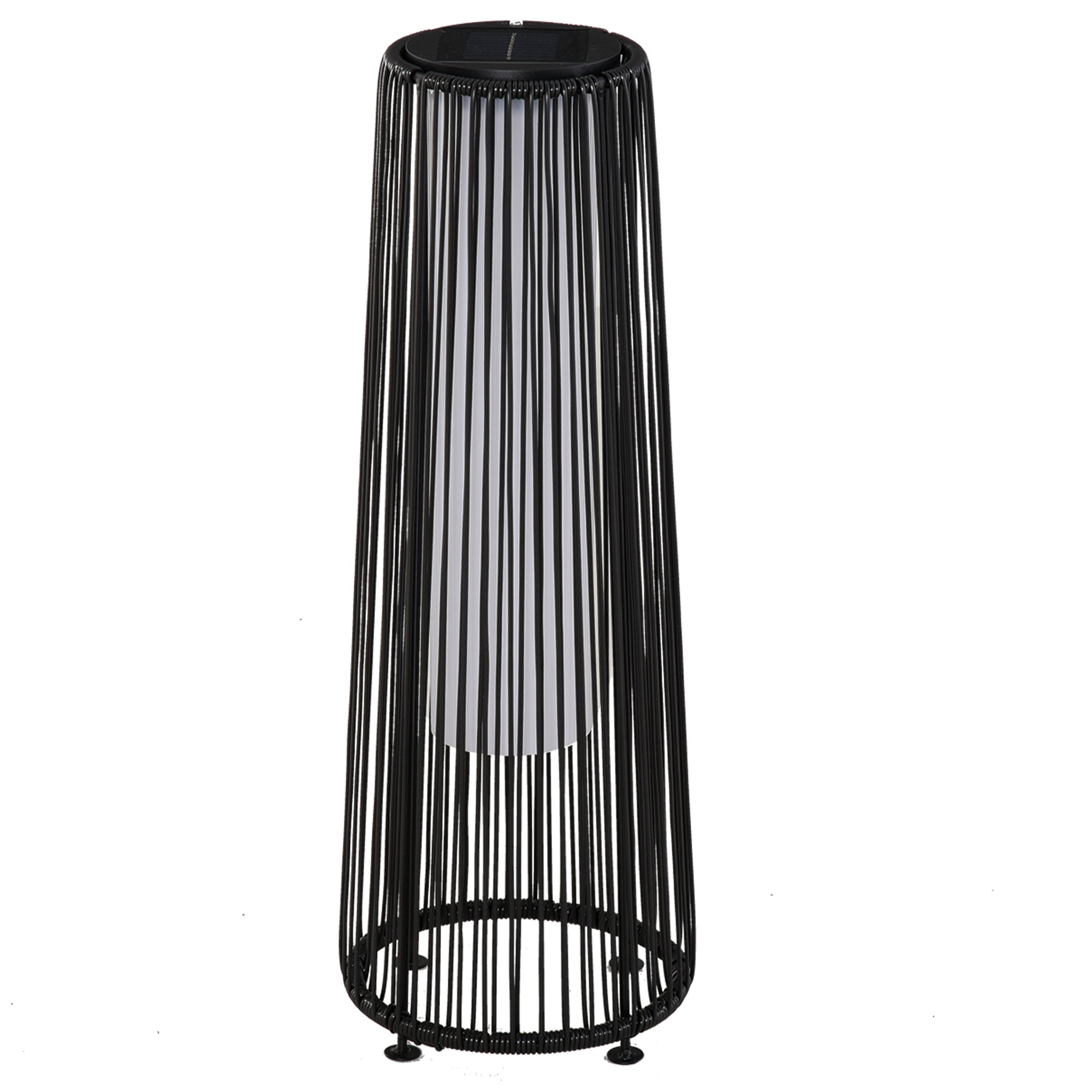 Lampadaire,Lampe solaire en rotin avec lumière blanche chaude, lampe de jardin LED étanche avec