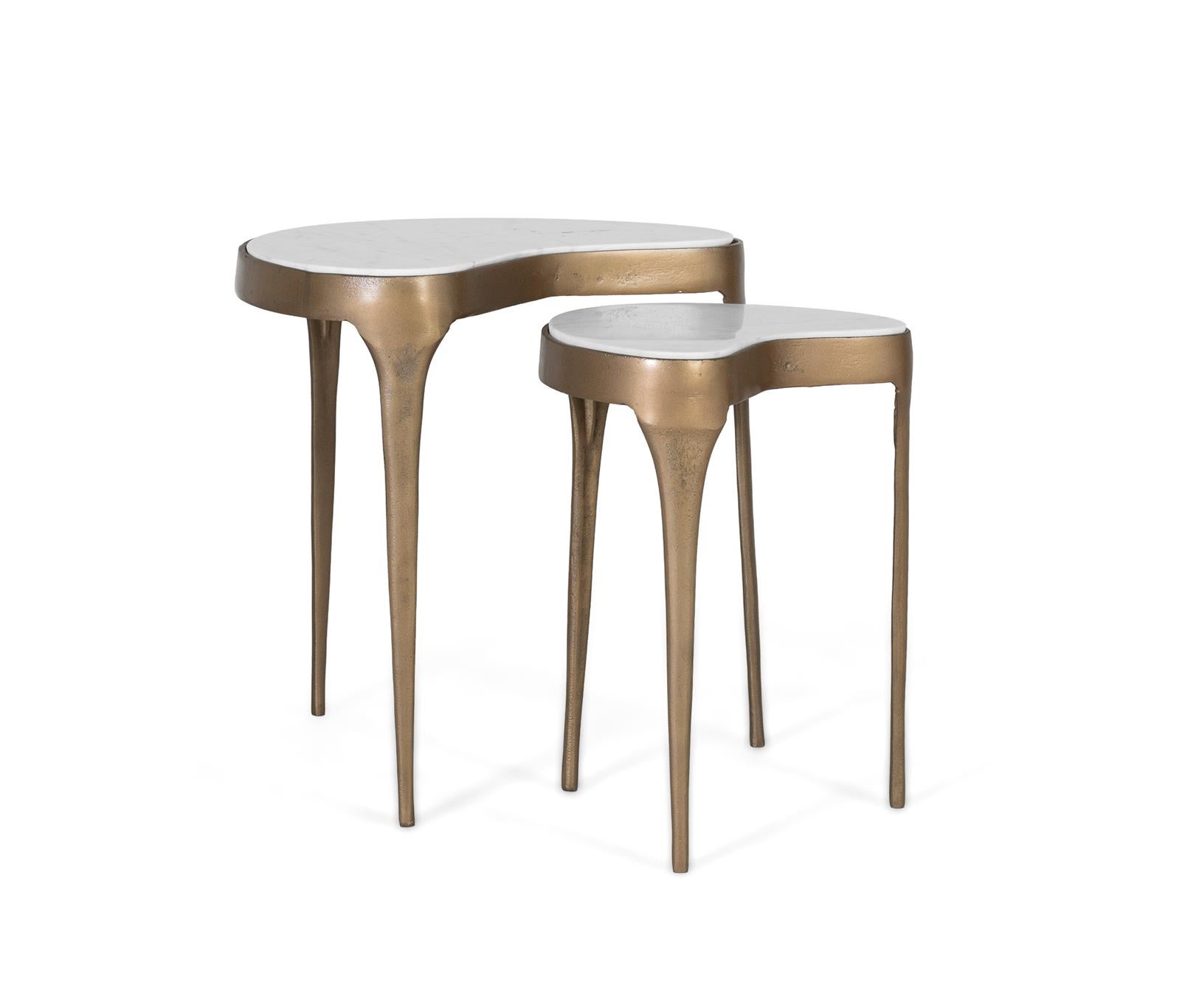 Ensemble deux Tables d'appoint cylindriques à bords arrondis